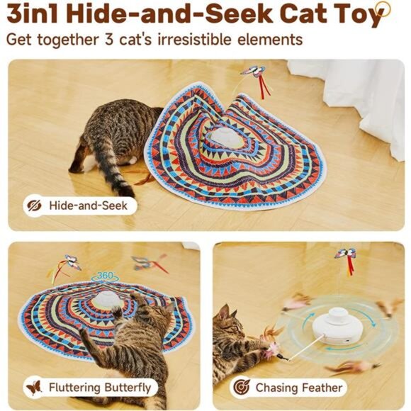 Cat Toys Chargeable, 3in1 Hide and Seek, Automatic Interactive Fun - Picture 9 of 14